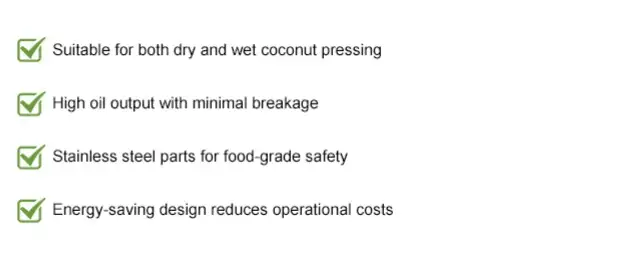 Key features of coconut oil press machine