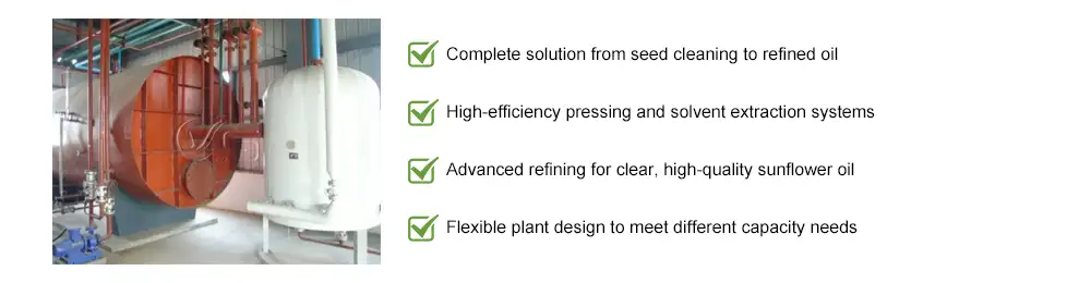 Turnkey sunflower oil plant with 80 tons daily processing capacity