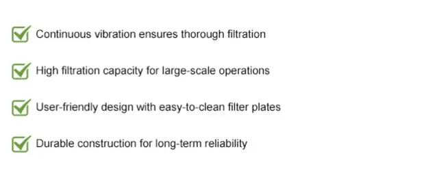 Key features of Vos vertical leaf filter machine
